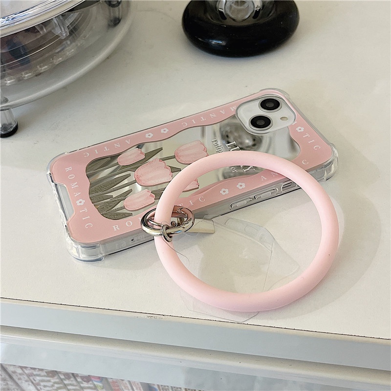 Ốp lưng iphone Ốp Điện Thoại Silicon Tráng Gương Họa Tiết Hoa Kèm Dây Đeo Cho iPhone12Pro 6 / 7 / 8 6Plus / X / XR / / Promax / 14 / 13 Dinuo case