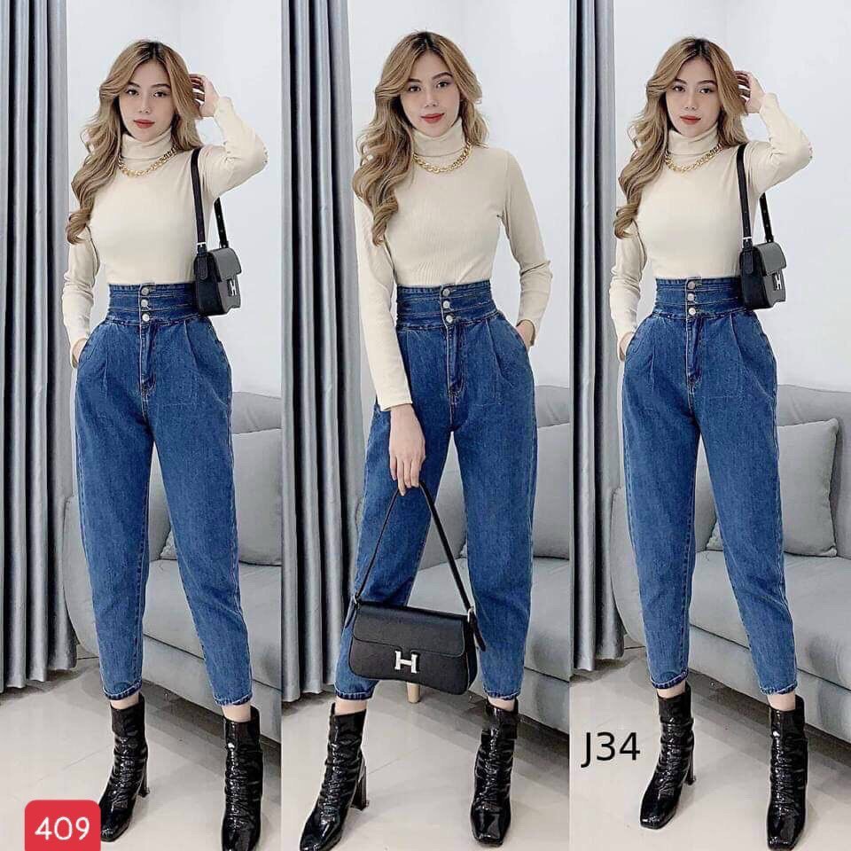 Quần Baggy jean Nữ Lưng Siêu Cao Siêu Tôn Dáng Mẫu Hót Nhất Hiện Nay