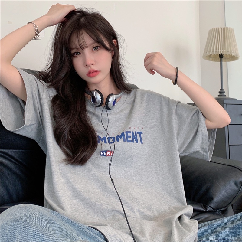 SUXI Áo Thun Ngắn Tay Cổ Tròn In Họa Tiết Đơn Giản Dễ Phối Đồ Thời Trang Mùa Hè Cho Nữ