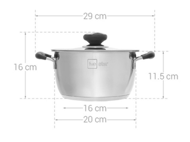 Nồi inox 20 cm 3 đáy quai bọc nhựa (HÀNG CHÍNH HÃNG BẢO HÀNH 5 năm)