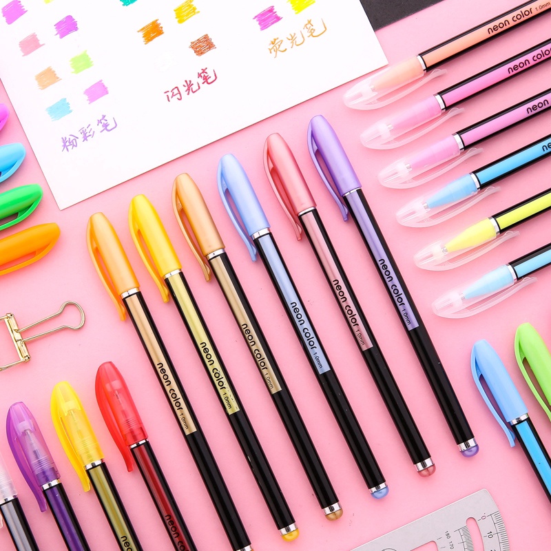Bộ 12/24 bút mực nhiều màu sắc khác nhau đáng yêu đa năng tiện lợi CREAMY BM01