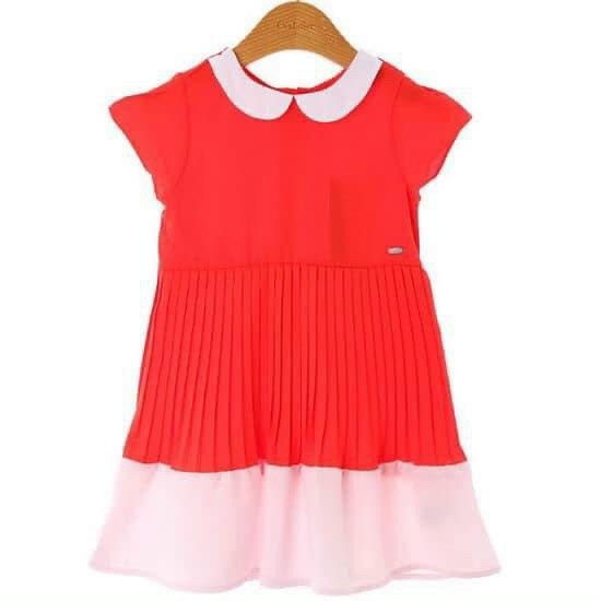 Đầm vải CommenCer cổ sen màu đỏ xuất xịn