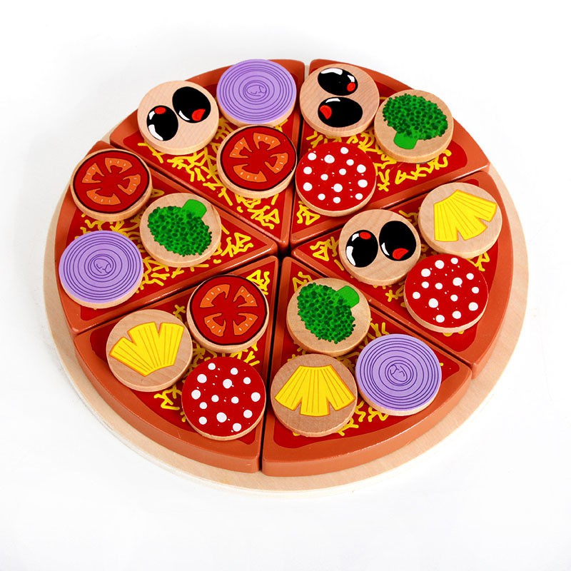 Bộ đồ chơi ghép hình cắt bánh pizza đồ chơi gỗ cho bé