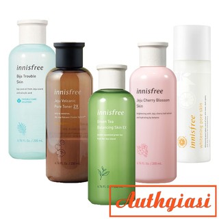 Nước hoa hồng Innisfree Green Tea Balancing / Jeju Volcanic 2X / Cherry Blossom / Bija Trouble / Whitening Pore 200ml