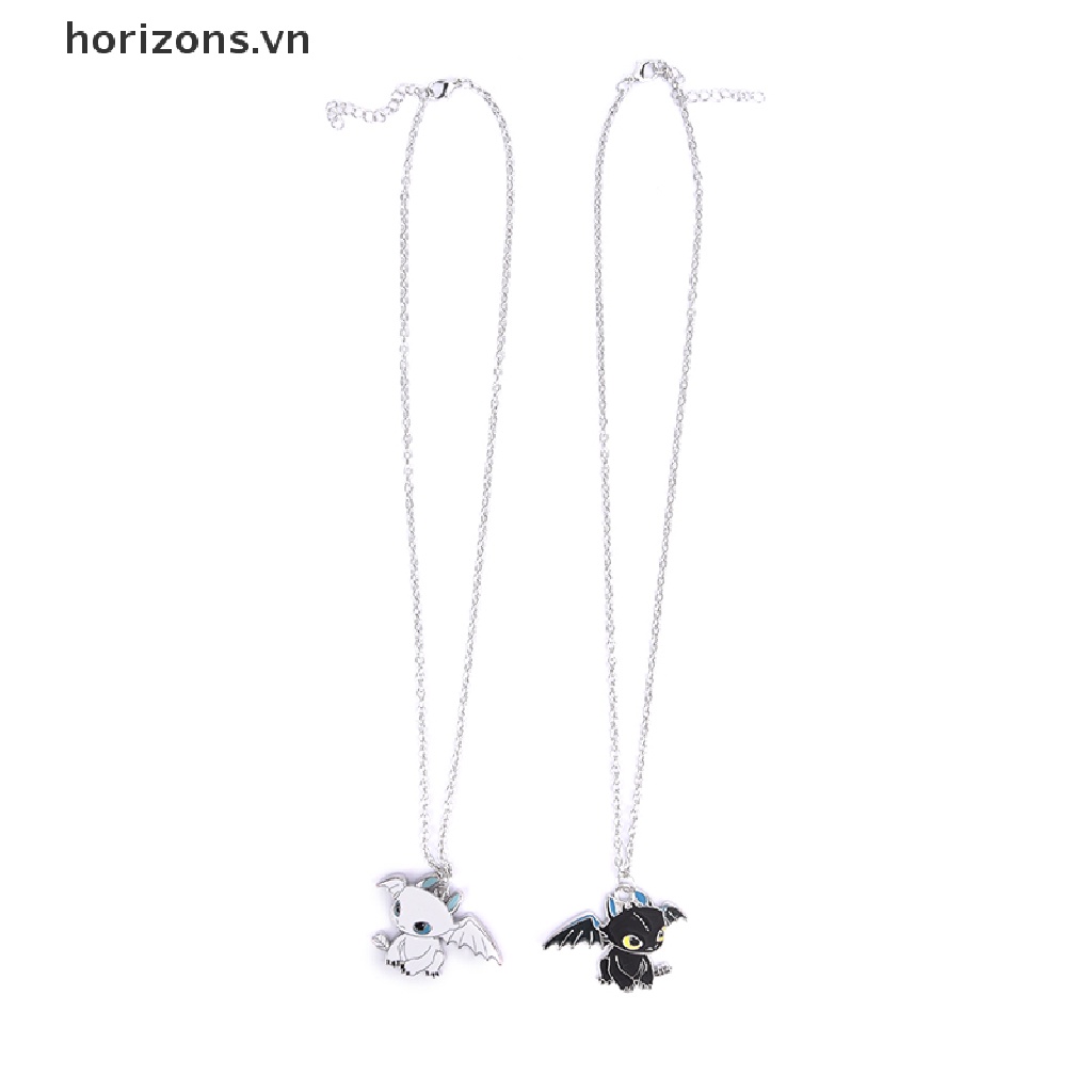 [horizons] Mặt Vòng cổ Đôi Hình Rồng Bay Màu Trắng Đen Dễ Thương
