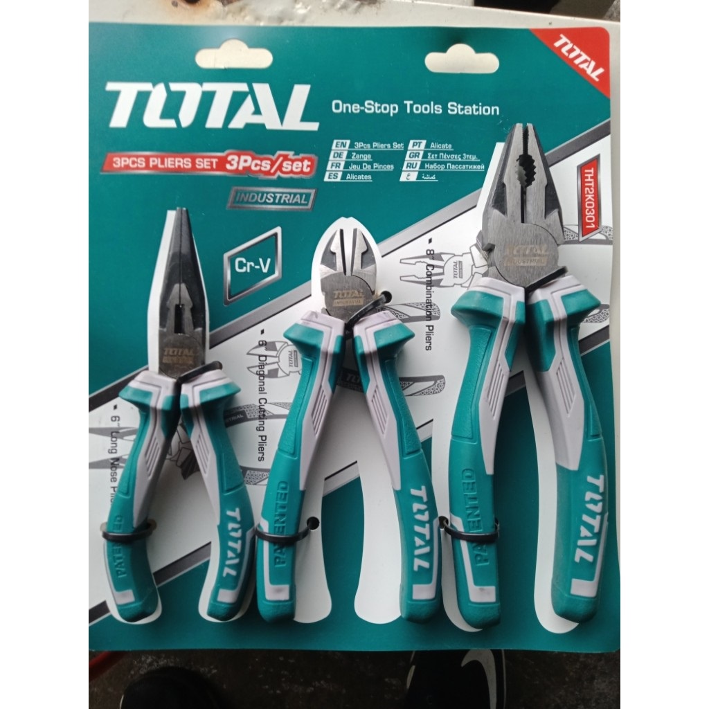 Bộ 3 kềm răng cắt và nhọn TOTAL THT2K0301 |  Bộ kìm điện, kìm cắt và kìm nhọn 3 chi tiết Chất liệu: thép CR-V, dùng cho