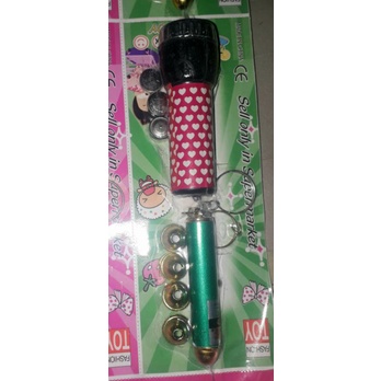 Sét 2 cái móc khóa đèn pin_lazer mini bằng nhựa kèm pin và phụ kiện(không đổi hình như xưa)