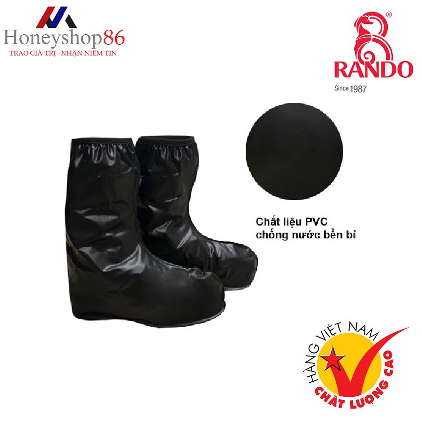 <Tiện Lợi>Giày Boots Đi Mưa Rando OBPS-04 Đen,che chở đôi giầy bạn những lúc di chuyển trong mưa.HONEYSHOP86