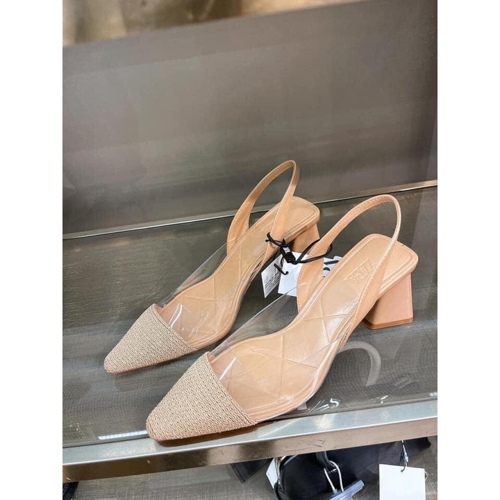 Sandals slingback mix cói ZARA authentic size 36 form nhỏ