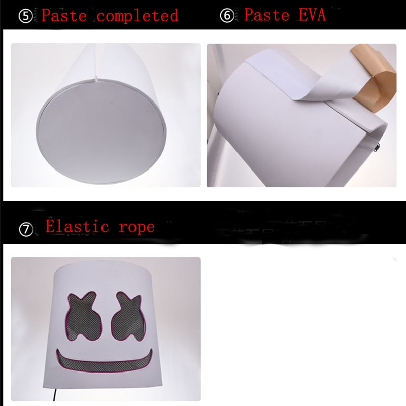 Mặt nạ hóa trang Dj Marshmallo có đèn led phát sáng độc đáo diy