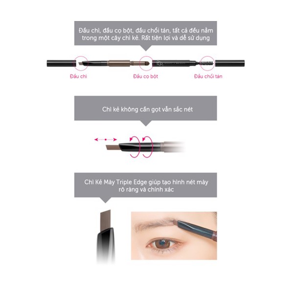 Chì Kẻ Mày Bom 3in1 Triple Edge Eyebrow