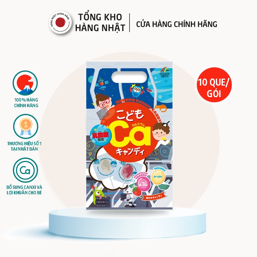 Kẹo mút bổ sung canxi và lợi khuẩn cho bé Nhật Bản - Unimat Riken (gói 10 que)