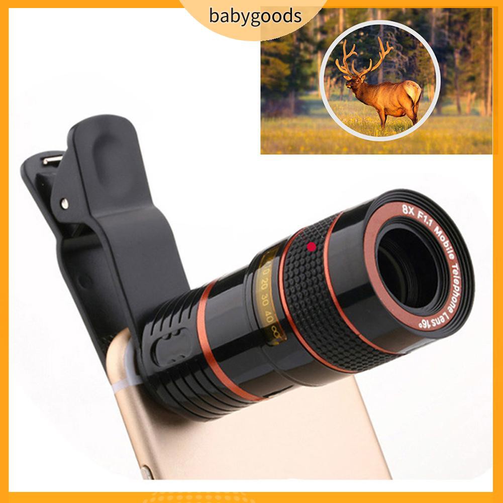 ★BGS★8X Zoom Telescope Phone Clip Lens Camping Hunting Mobile External Monocular