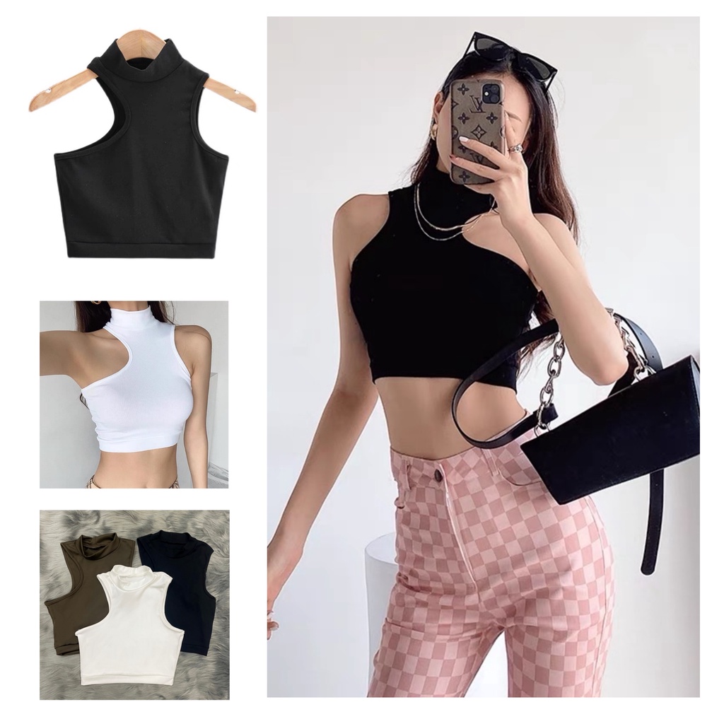 Áo croptop khoét ngực sexy, áo thun nữ sát nách, áo croptop body sexy