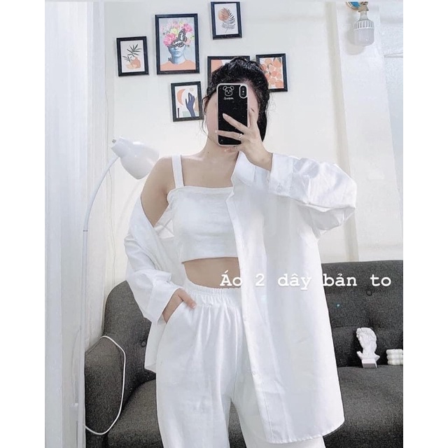 Áo 2 Dây Bản To Hot Trend 2022- Áo Hai Dây Chất Bozip Freesize