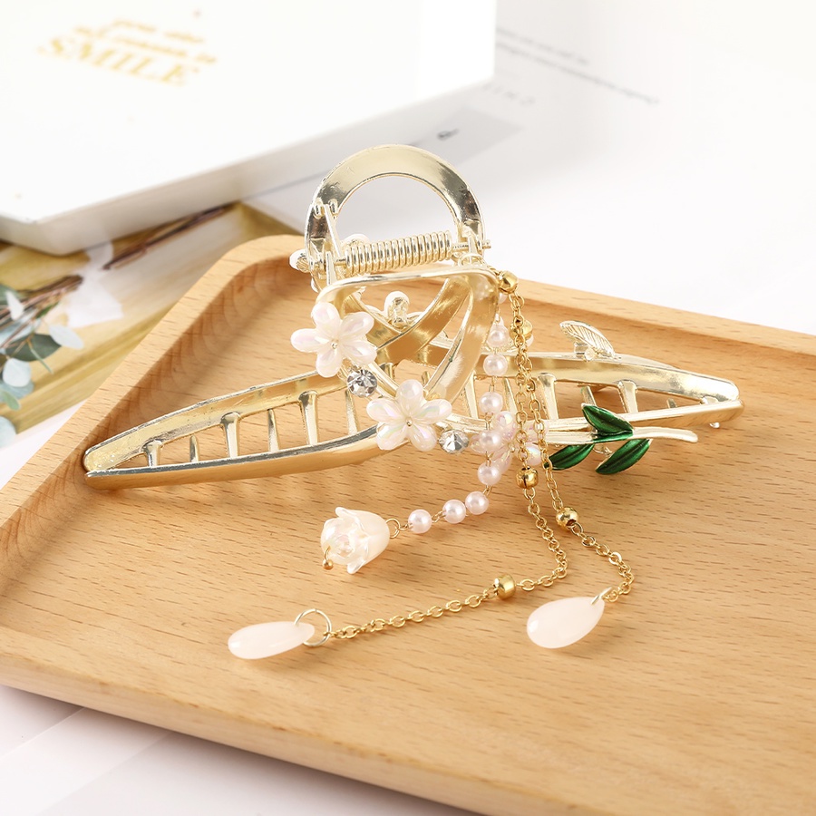 Kẹp Tóc Kim Loại Hình Hoa Đính Ngọc Trai Nhân Tạo Phong Cách Hàn Quốc Mới