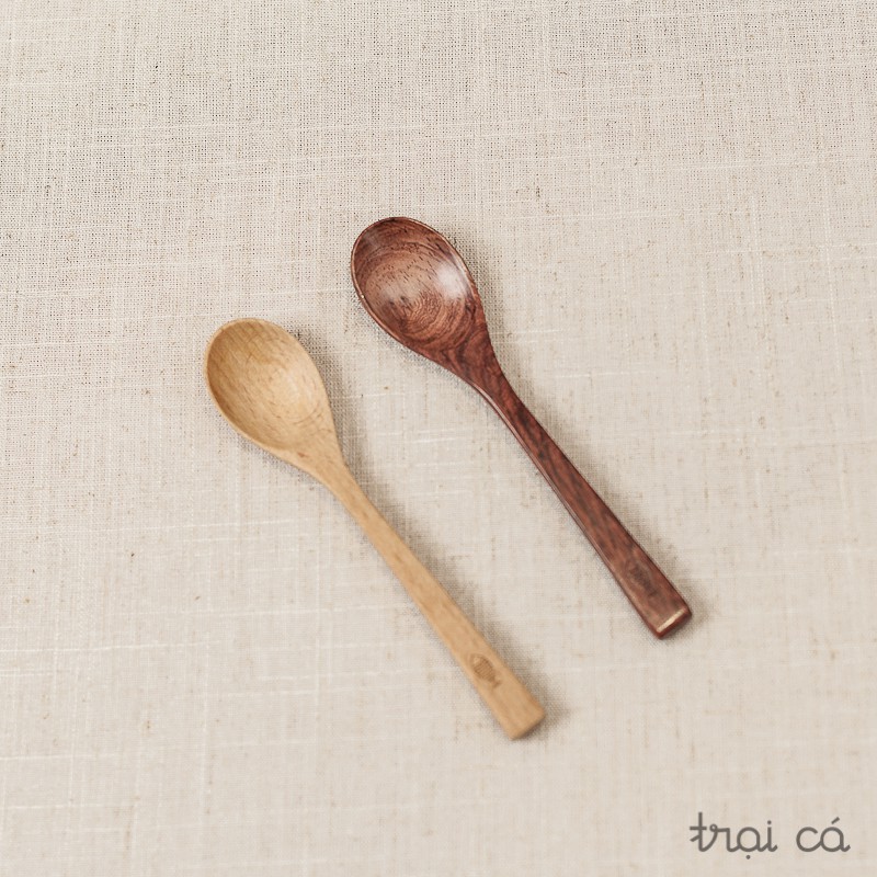 Thìa gỗ oval nhỏ (14cm) gỗ trắc / gỗ beech