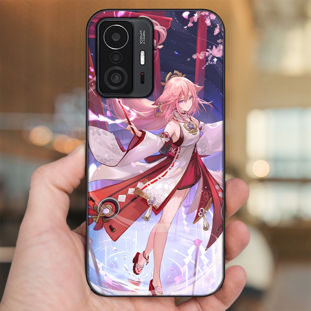 Ốp lưng Xiaomi 11T viền đen in hình Yae Miko Genshin Impact