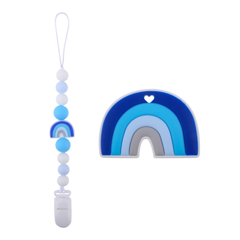 Bộ Kẹp Núm Ti Giả Bằng Silicon Màu Cầu Vồng Hoạt Hình Cho Bé Gái