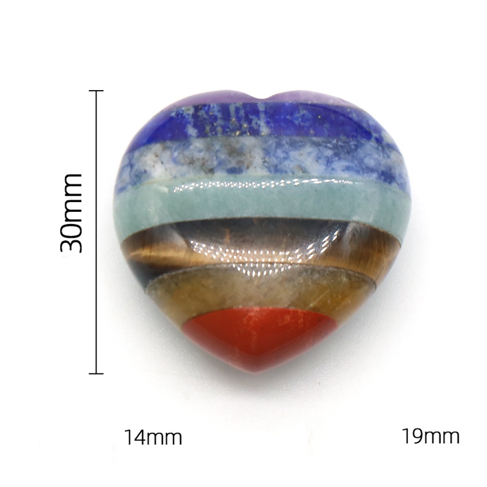 Đá Thanh Tẩy Hình Trái Tim Chakra 7 Loại Đá 3 Cm DA71