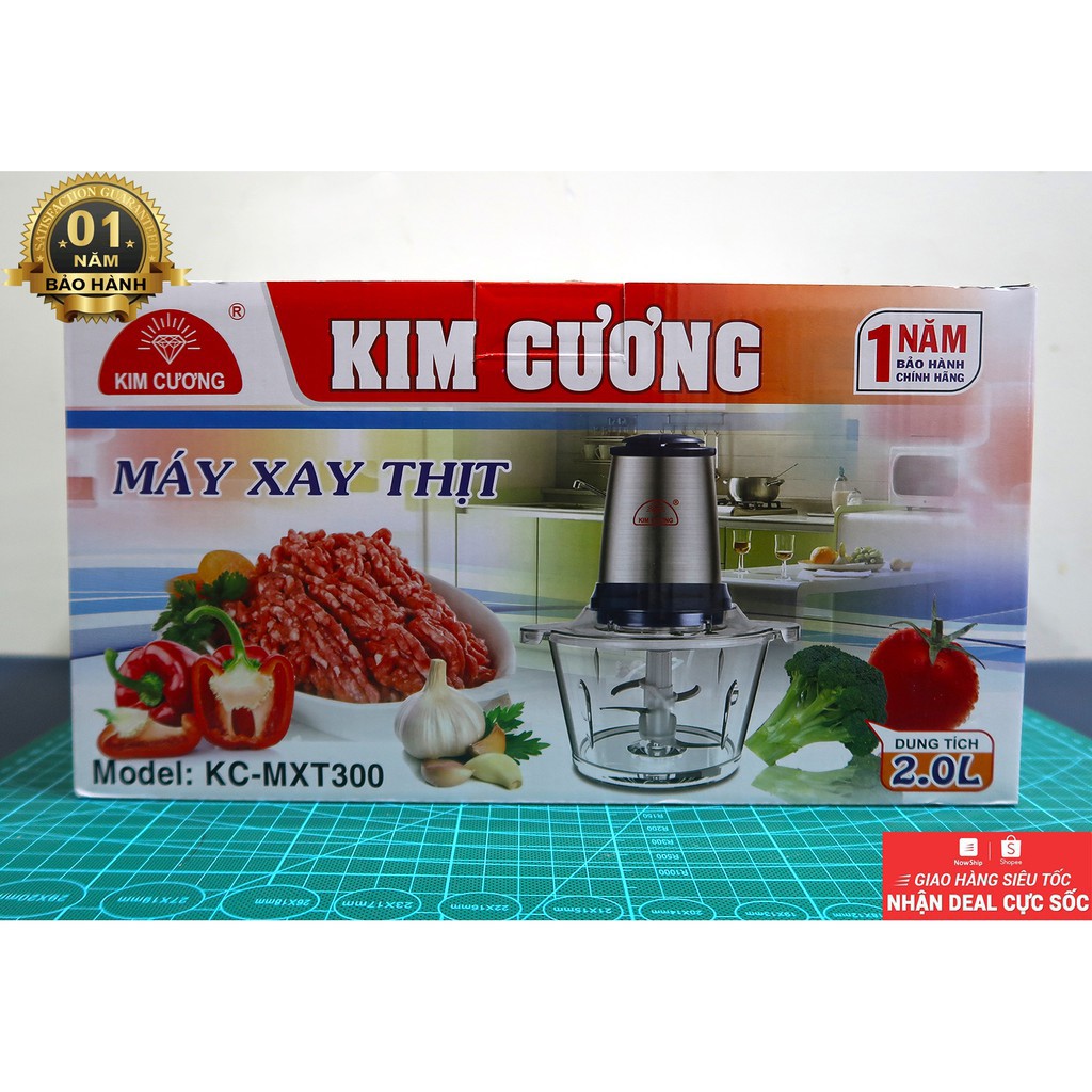 Máy Xay Thịt Đa Năng Cối Thủy Tinh Kim Cương Dung Tích 2 Lít - Hàng Chính Hãng (Bảo Hành 12 Tháng)