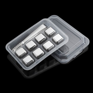 Combo 8 viên đá INOX 304 không tan làm lạnh vĩnh cửu tặng kèm 01 kẹp đá
