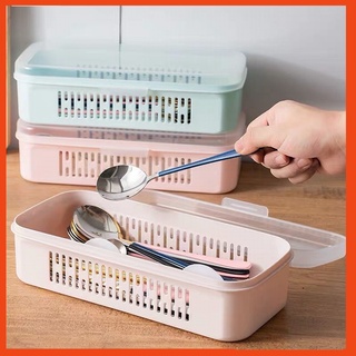 Hộp đựng muỗng đũa nhựa để bàn ăn có nắp đậy an toàn vệ sinh - ANTH214