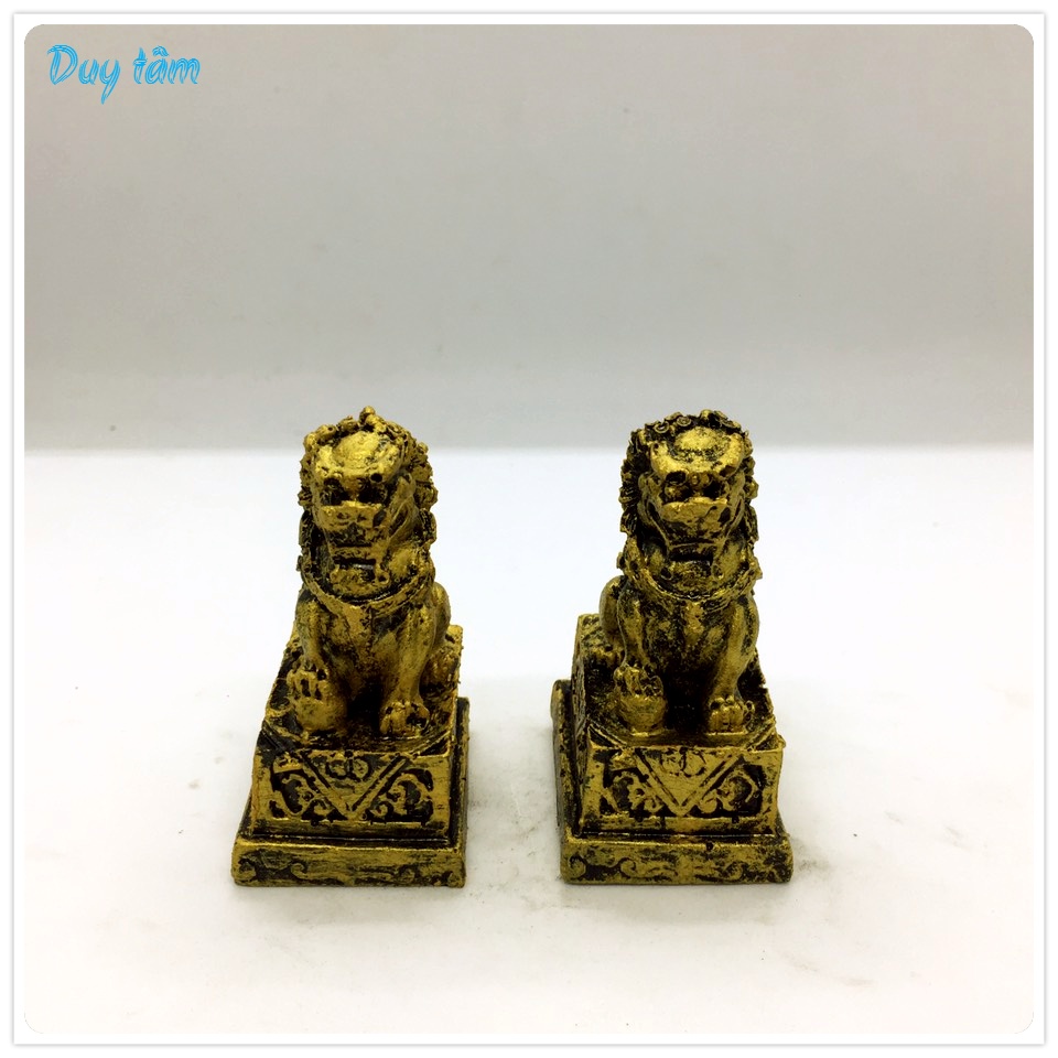 Tiểu cảnh mini để bàn, hồ cá, bán cạn, bể cá thủy sinh, non bộ, bonsai, bàn làm viêc. TC005- Mô hình cặp sư tử đá.