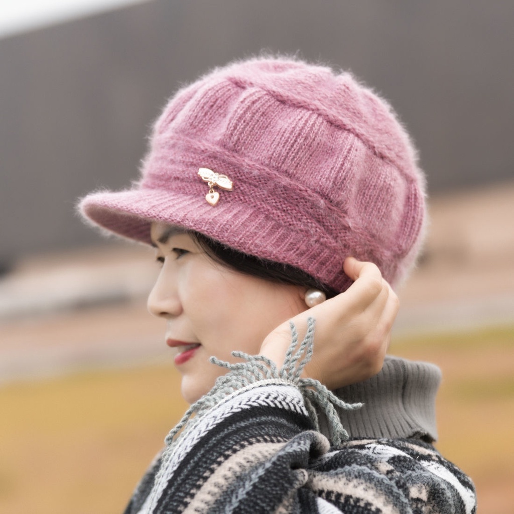 Mũ Len Trùm Đầu Thời Trang Thu Đông Cho Phụ Nữ Trung Niên