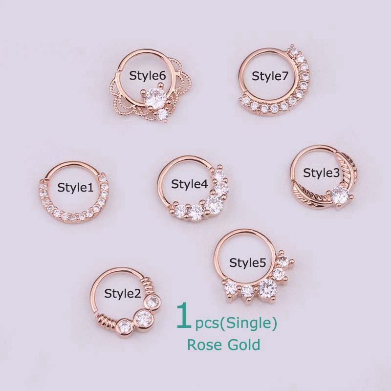 Khuyên Xỏ Mũi 8mm Phối Đá Lấp Lánh Cá Tính Thời Trang