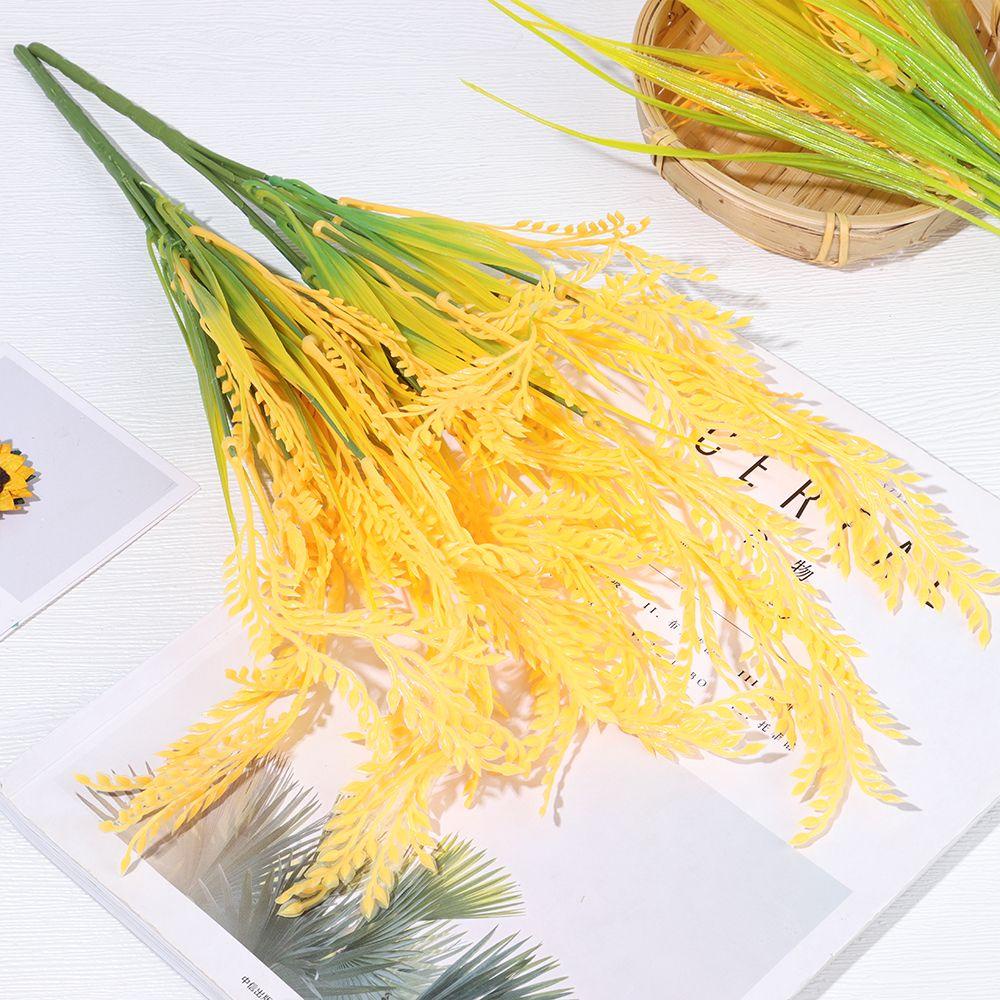 LAKAMIER Set 2 Bông Cỏ Lúa Mì Nhân Tạo Màu Vàng Mới Phong Cách Đồng Quê Trang Trí Tiệc Cưới