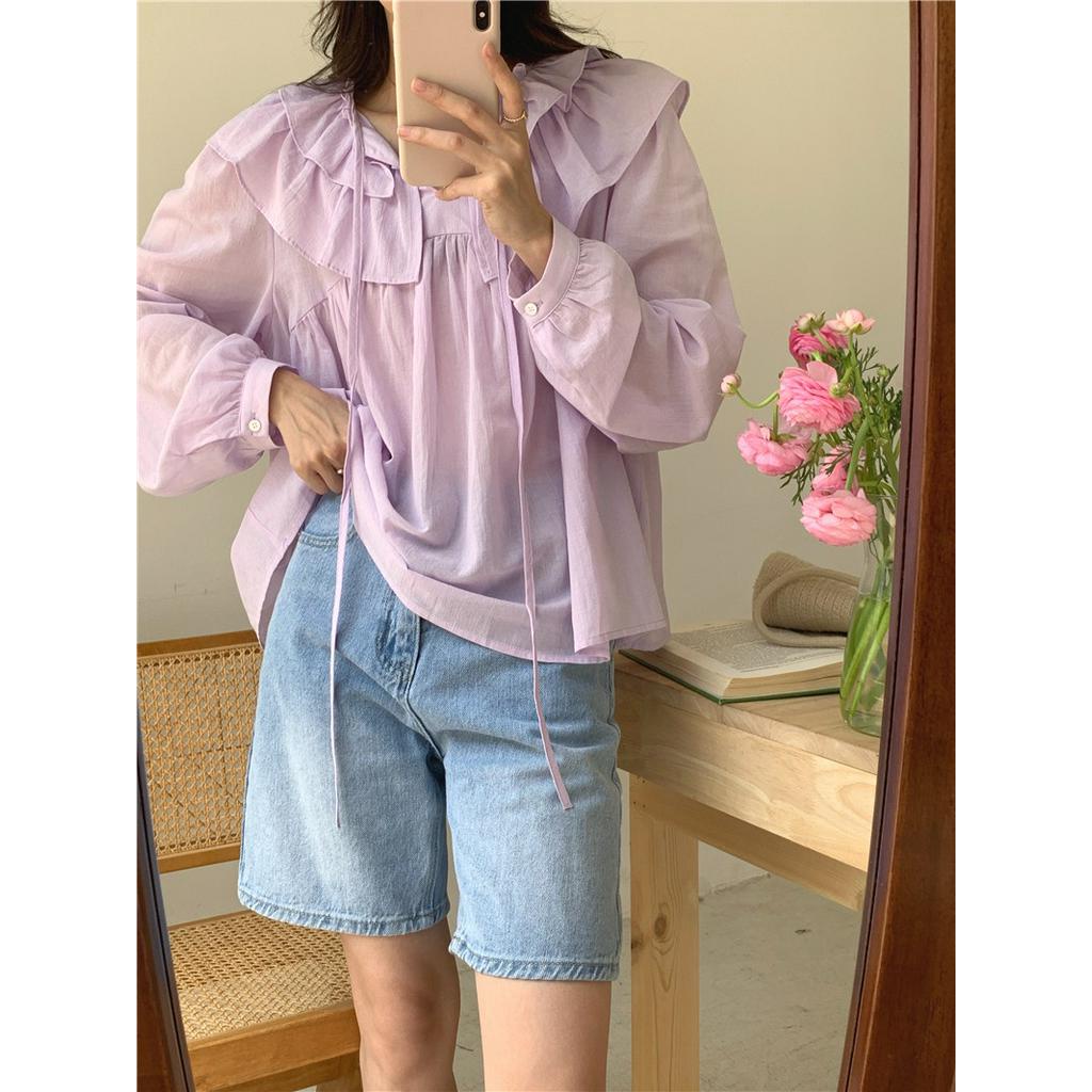 Áo Sơ Mi Dài Tay Rộng Rãi Có Dây Buộc Ngọt Ngào 54331