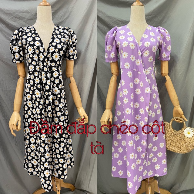Đầm maxi đắp chéo hoa cúc | BigBuy360 - bigbuy360.vn