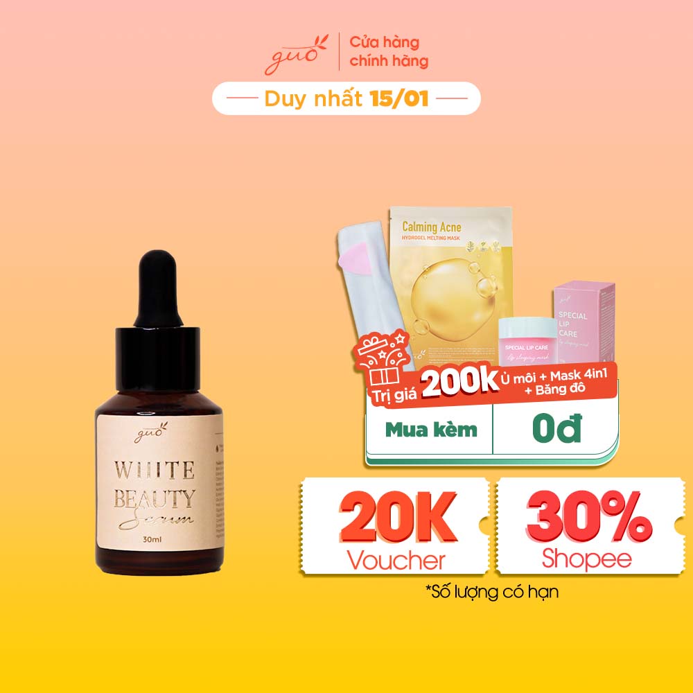 [Trắng da- thu nhỏ lỗ chân lông-căng bóng] Serum Trắng Sáng Mờ Thâm Ngừa Mụn GUO 30ml