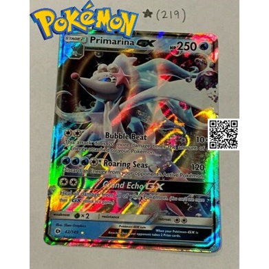 Bài pokemon Primarina GX phản quang Trading card TẶNG Sleeves bọc bài 1459 D2 42-149