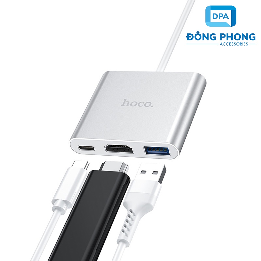 Hub Chuyển Cổng Type C Ra USB 3.0 , HDMI &amp; PD 2.0 Hoco HB14 Chính Hãng