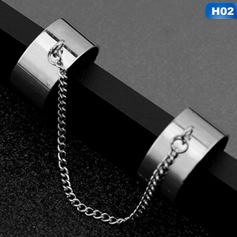 Attract connecting finger ring Punk Style Stainless steel chain Finger Knuckle BTSARMY Opening Rings Charm Set