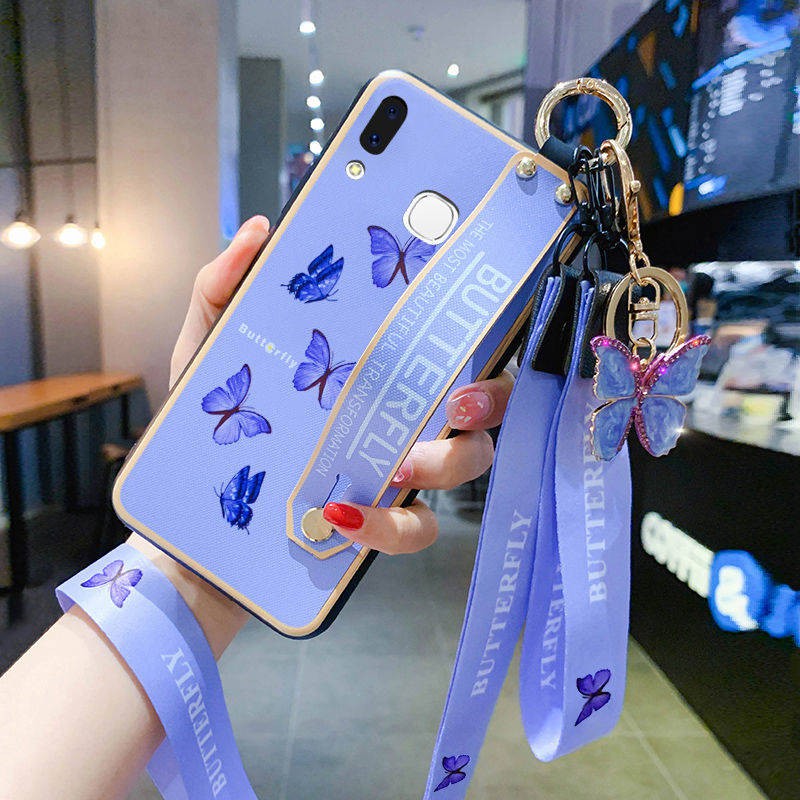 Vỏ điện thoại hình bướm, dây đeo cổ tay, dây buộc, chống rơi trí thun ngắn tay | BigBuy360 - bigbuy360.vn