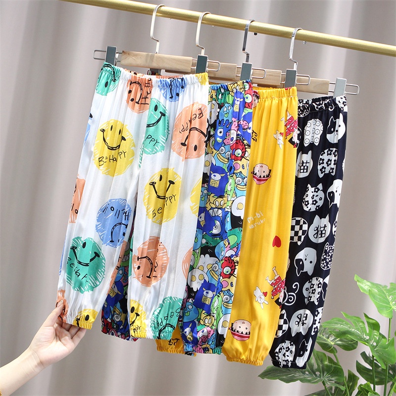 Sun baby Quần Ngủ cotton Lụa Mềm Thân Thiện Với Làn Da Chống Muỗi In Họa Tiết Hoạt Hình Dễ Thương Mùa