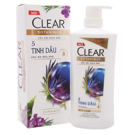 Dầu gội sạch gàu Clear Botanique 5 tinh dầu 650g