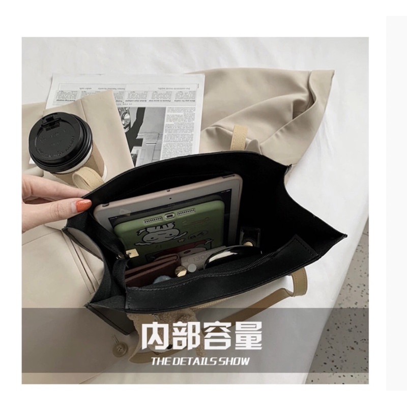 túi da kèm gấu , túi tote da dày dặn chắc chắn