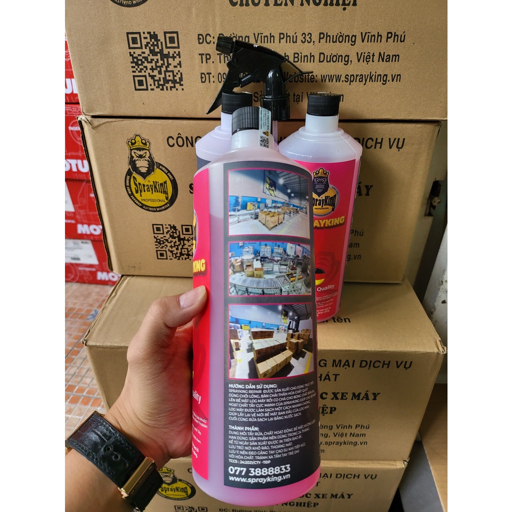 Chai xịt tẩy rửa hợp kim nhôm, tẩy lốc máy, đầu bò, dàn chân xe máy, xịt vệ sinh sên, xích xe SprayKing REPAIR 1000ml