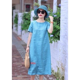 Đầm linen dáng xuông tay ngắn đủ sz S đến XL