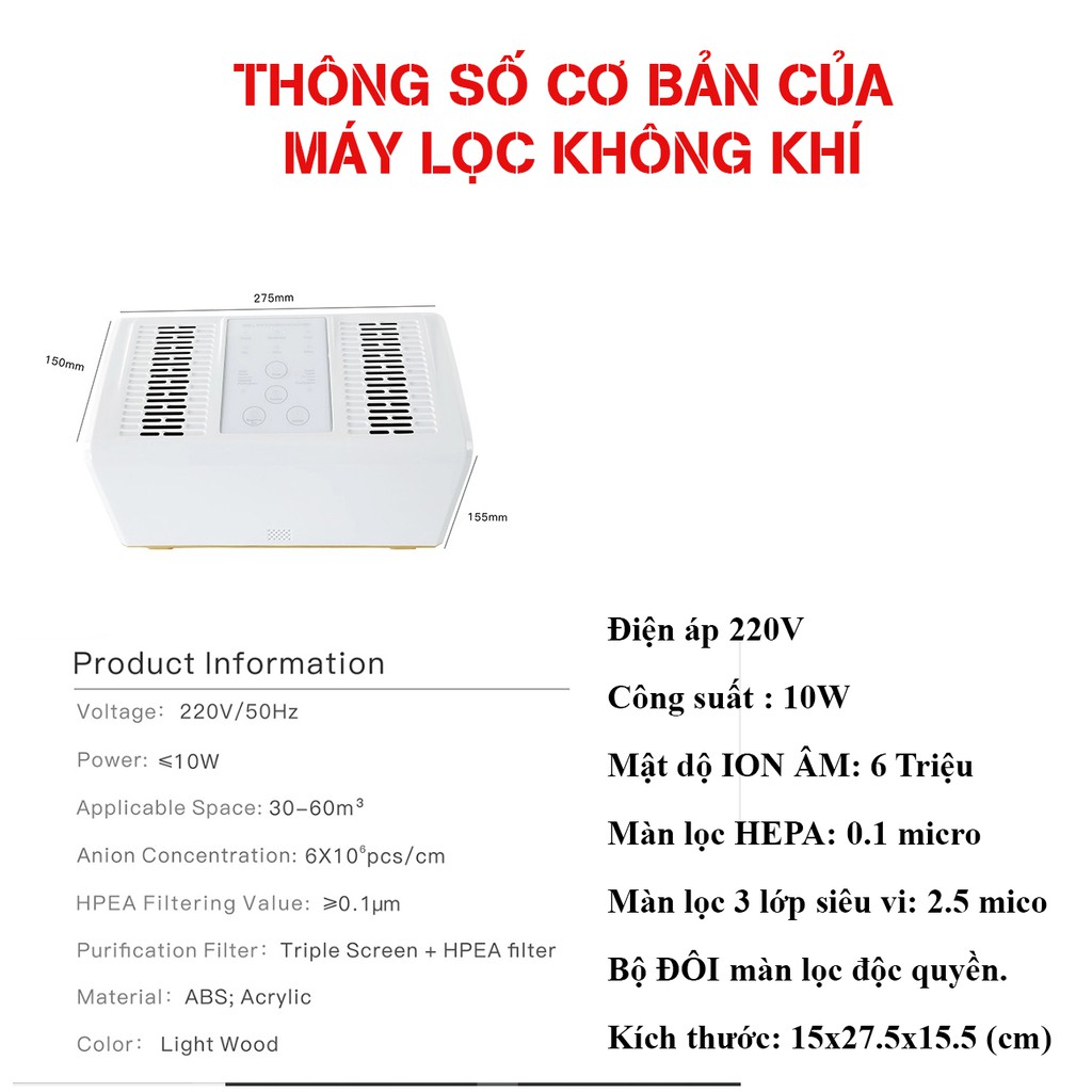 Máy lọc không khí hút ẩm J020 dành cho phòng khách với bộ lọc TRIPLE 3 lớp với 2 quạt hút lớn (Cảm biến ô nhiễm) | BigBuy360 - bigbuy360.vn