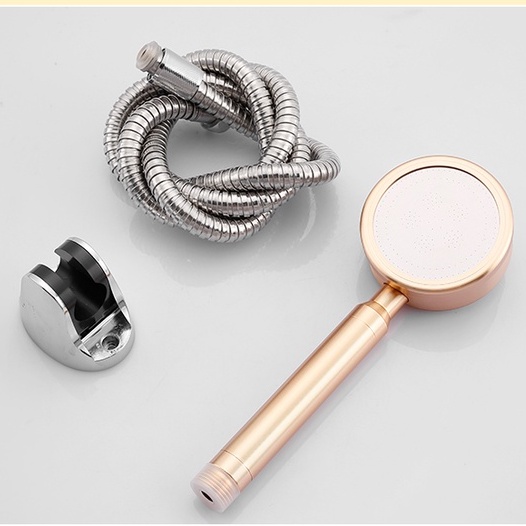 Tay sen tăng áp hợp kim nhôm đúc màu vàng đồng sang trọng tặng kèm dây cấp nước inox 304 - QM032
