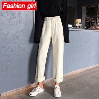 Quần Jeans Lưng Cao Ống Rộng Phong Cách Hong Kong Hàng Mới