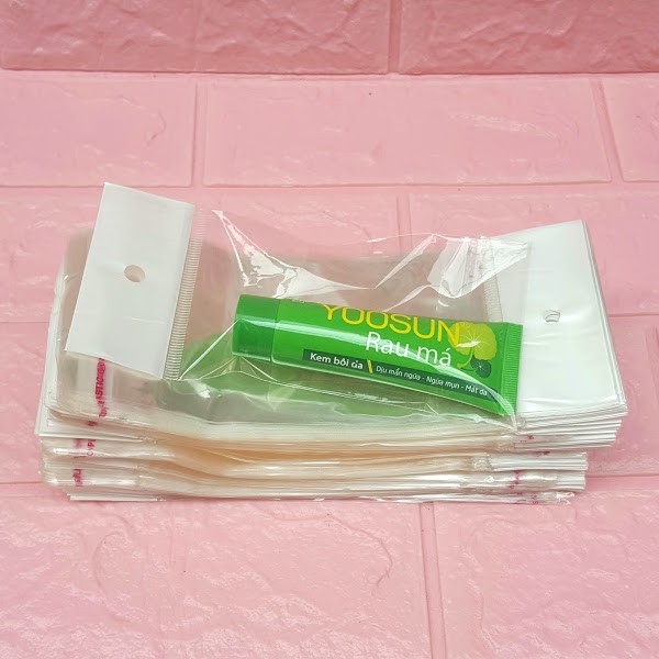 100g  Túi Opp dán mép  8x12cm  - Túi ni lông băng keo dán miệng - Bao nilon dán miệng