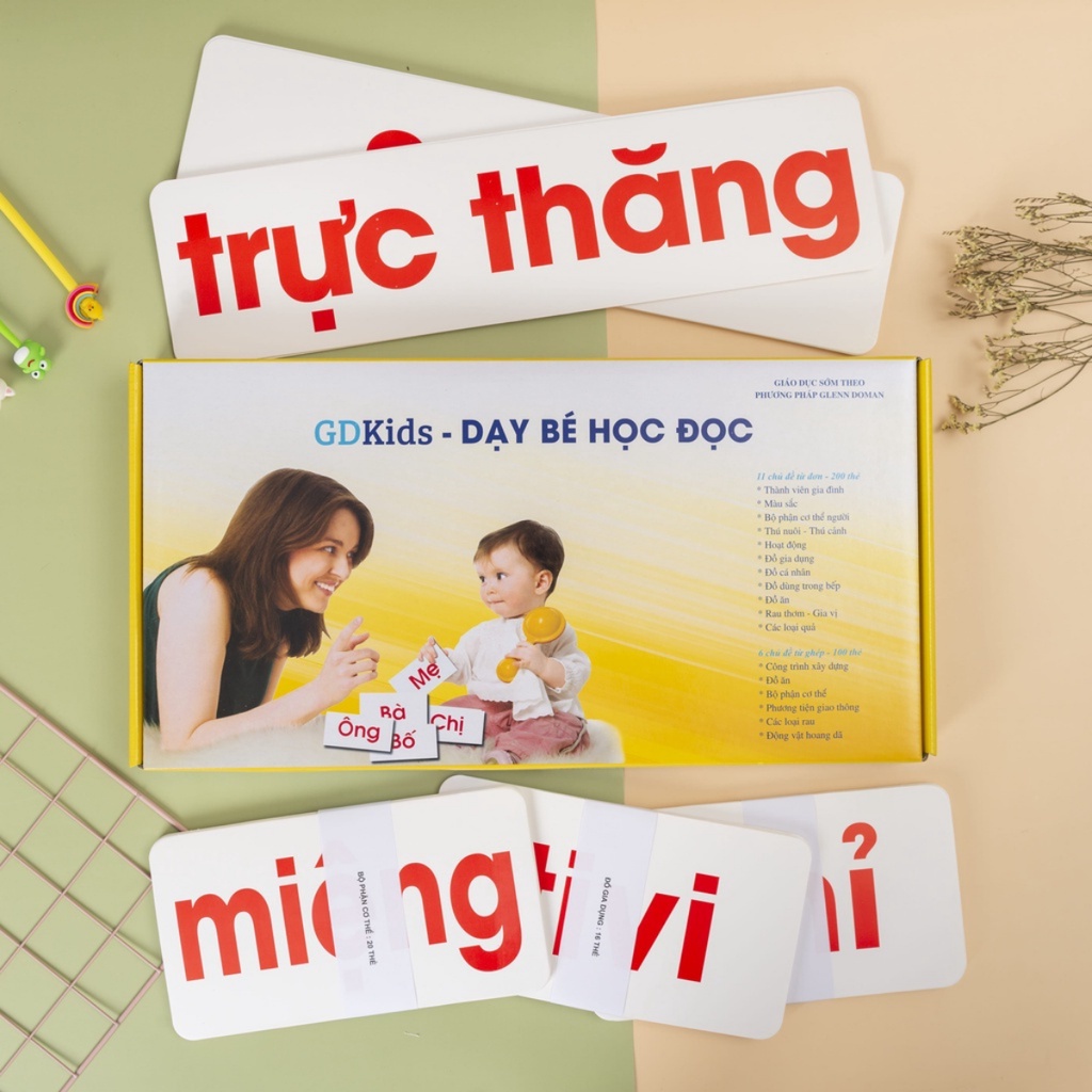 Flashcard glenn doman chuyên sâu chuẩn bộ thẻ chữ tiếng việt 300 thẻ Shop Bố Su
