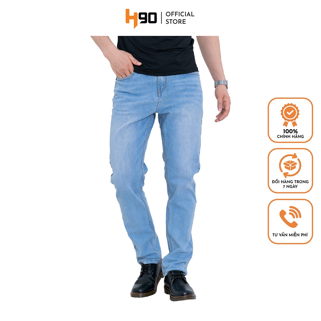 Quần Jean Nam Trơn Dáng Ôm Ống Côn H90 Chất Bò Co Giãn Trẻ Trung J067
