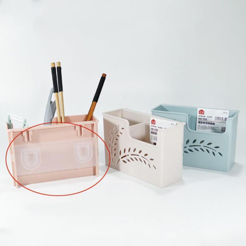 Ống đựng muỗng đũa nhựa 2 ngăn dán tường thiết kế thoát nước tiện dụng MS 0765